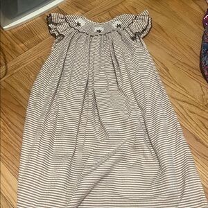 Striped Kids Dress with Cotton Embroidery